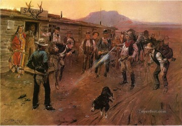 印象派 Painting - テンダーフット 1900年 チャールズ・マリオン・ラッセル インディアナ州のカウボーイ